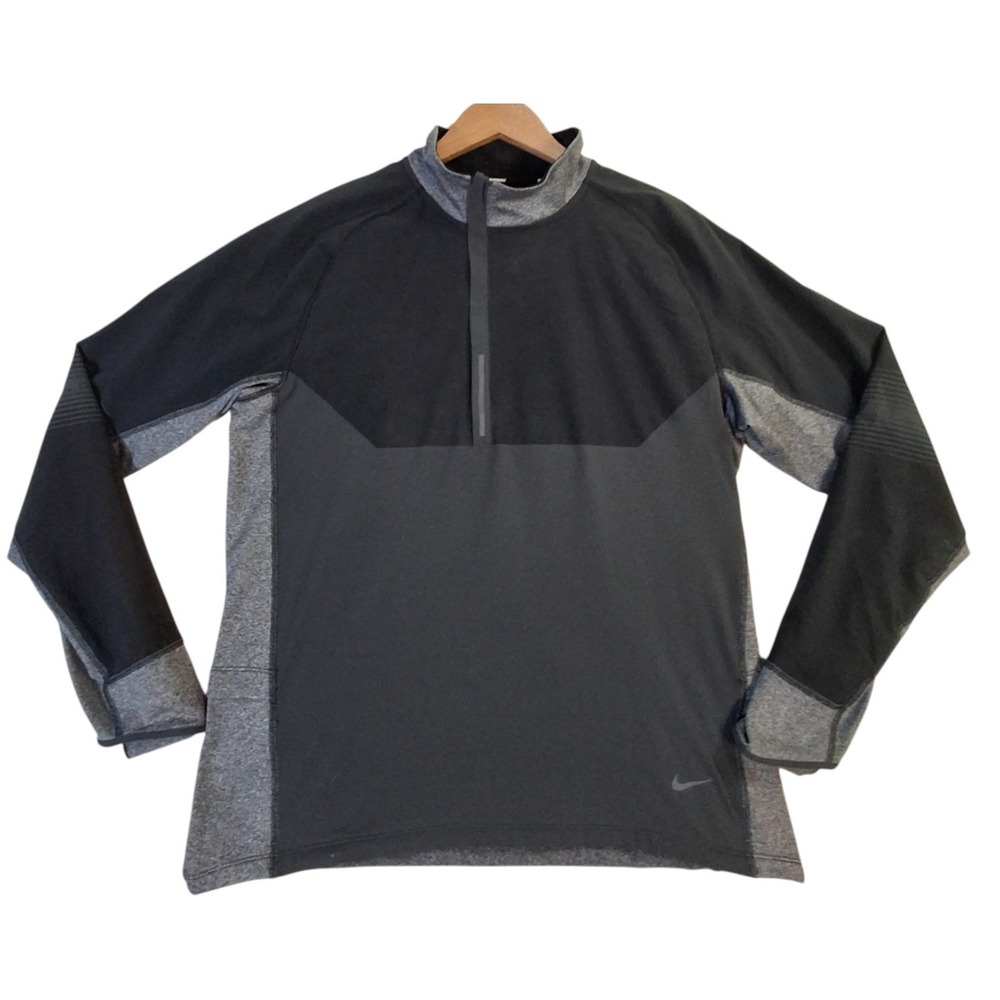 Nike Sphere Dri-FIT Pullover Jacket Large Black Gray Half Zip Running Pockets